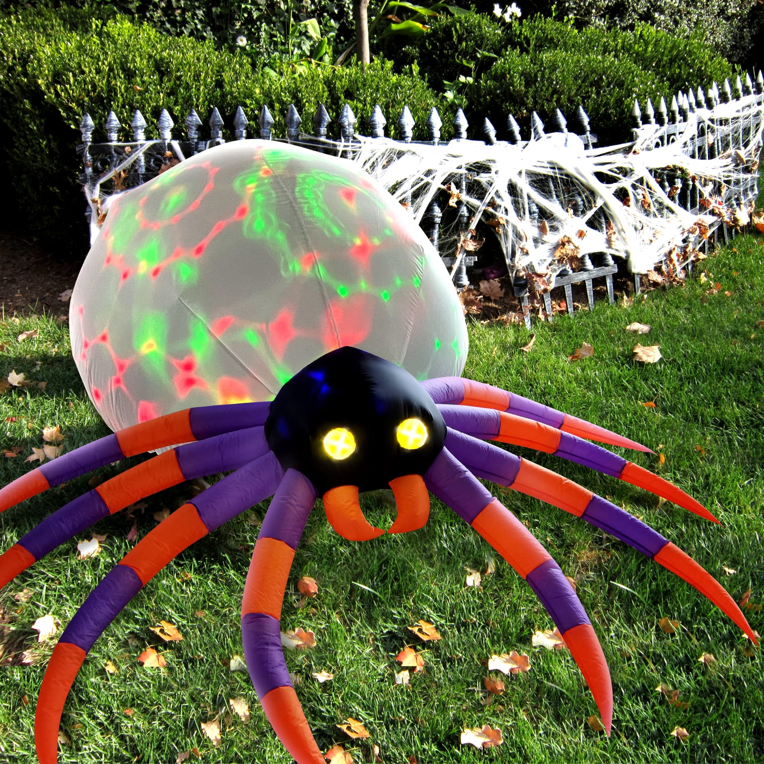 Halloween Outdoor LED Inflatable Décor of 6ft Spider with Magic store Hat