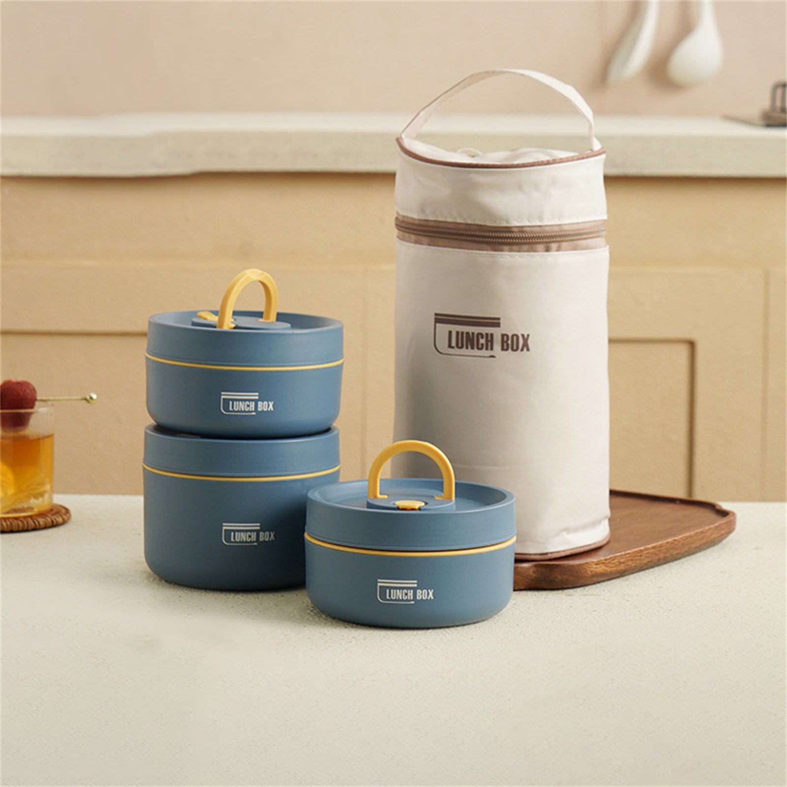Thermo Food Jar for Hot Food Adults Soup Thermo Lunch Containers Wide Mouth Vacuum Insulated Stainless Steel Leakproof Bento Box– Leak-Proof Single Compartment,BPA-Free(Blue,5.3x5.3x9.5")