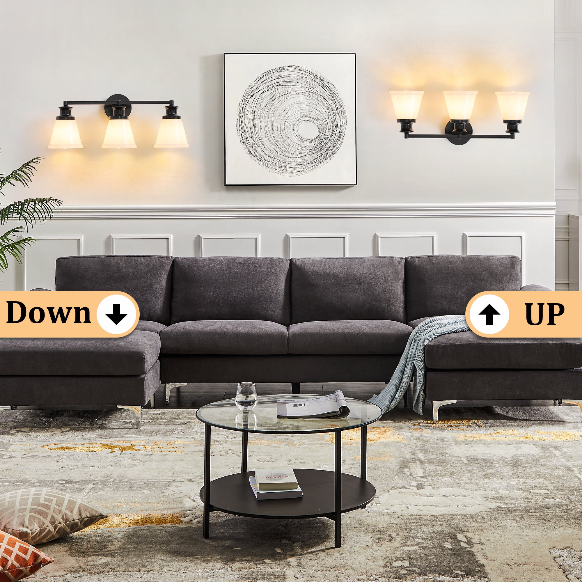 Bathroom Vanity Light Fixtures 3 Lights Modern Bathroom Lighting Fixtures Over Mirror with Frosted Milky Glass Shade Black Wall Sconce for Bath Bedroom