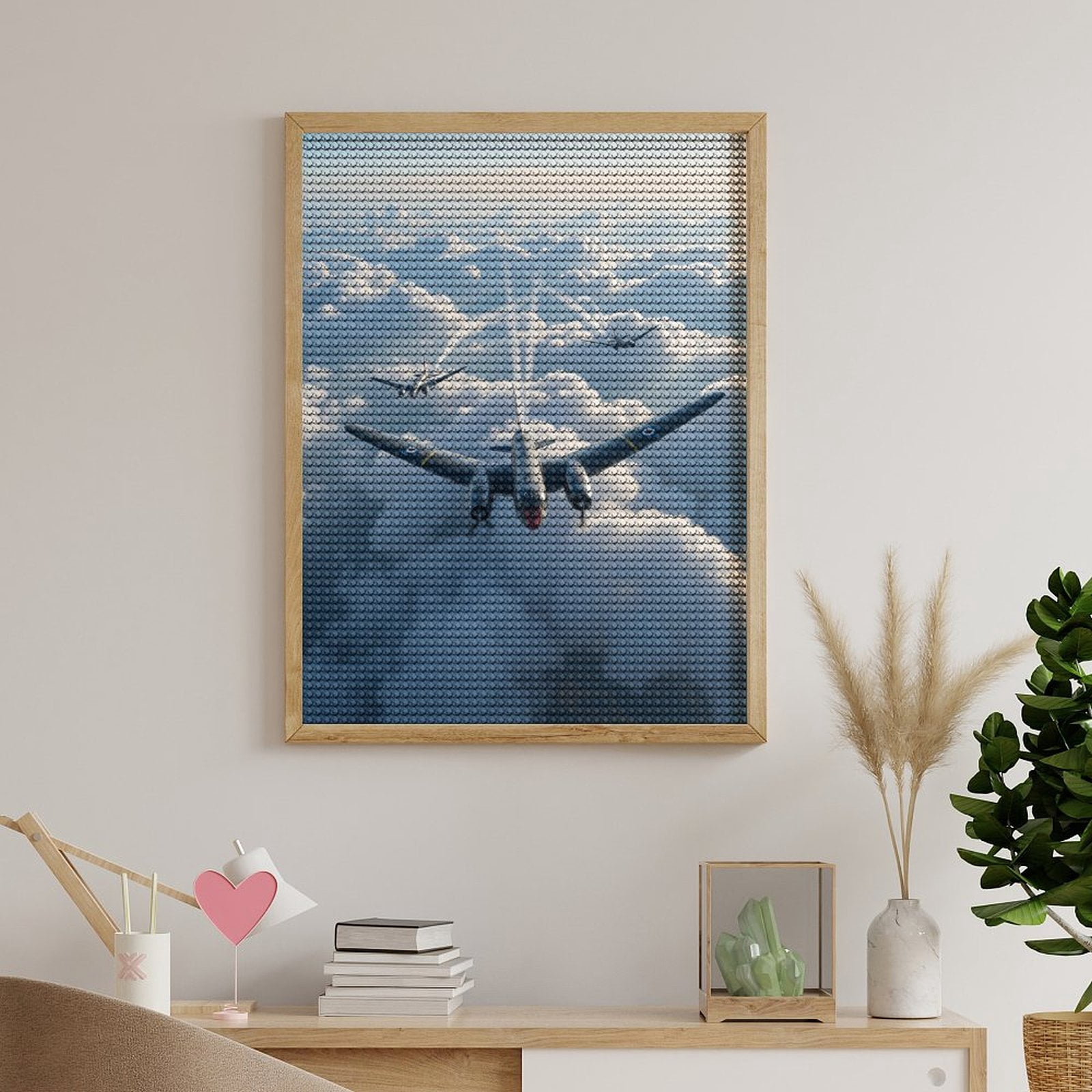 Diamond Art Kits for Adults, Vintage Airplanes Above Clouds 5D Diamond Painting Kits for Adults Beginners, DIY Full Drill Diamond Painting, Gem Art and Crafts 12x16