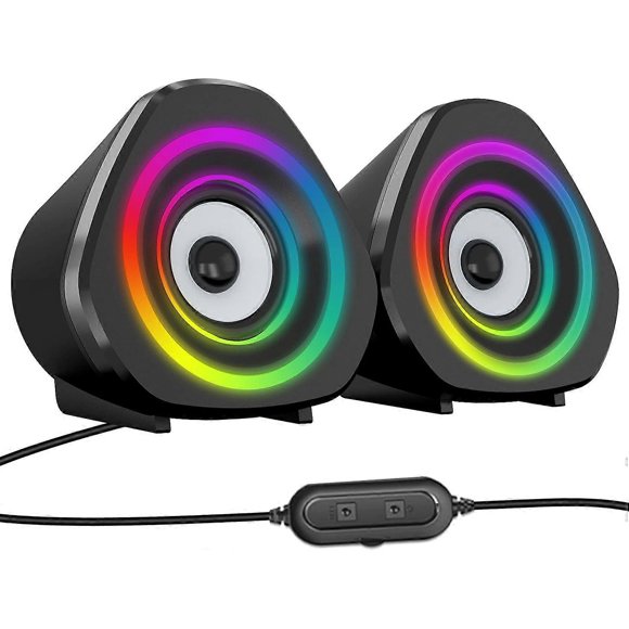 Computer Speakers Desktop PC Laptop Speakers RGB Mini Gaming Speaker USB Powered for PC, Laptop, Tablets
