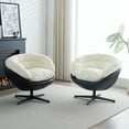 thumbnail image 6 of Arm Chair, Two Tone Modern Comfy Accent Round 360° Swivel Club Arm Chairs Swivel Barrel Chair for Living Room, Bedroom, Office, Hotel (Black and White), 6 of 8