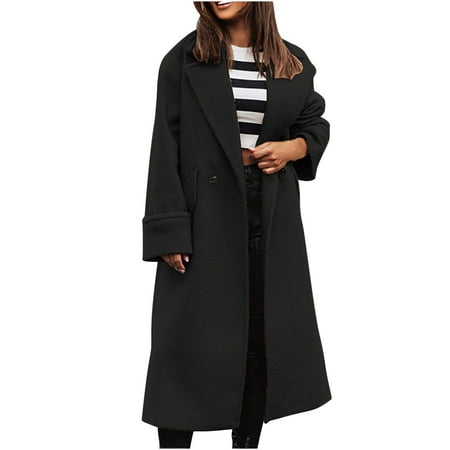 

Womens Coats Casual Women s Casual and Fashionable Solid Color Long Suit Collar Woolen Coat for Women Fall Jackets for Women 2024 with Hood Outdoor Sports Thin Breathable
