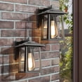 thumbnail image 1 of LNC 1-Light Black Outdoor Wall Light(2-Pack), Lantern Shape Outdoor Wall Sconce, L6"*W 7"* H 11", 1 of 9