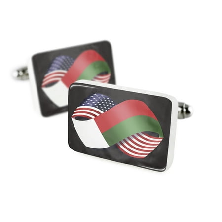 Cufflinks Friendship Flags USA and Madagascar Porcelain Ceramic NEONBLOND