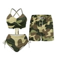 thumbnail image 2 of Psesaysky Green Camouflage Matching Swimsuits for Couples Womens 2 Piece Bikini Sets Sexy Cross Front Mens Swimming Trunk with Pocket Couples Matching Bathing Suits for Family Swimwear, 2 of 7