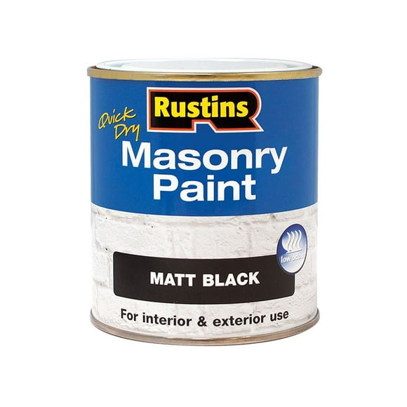 Rustins - Peinture de Maçonnerie à Séchage Rapide Noir Mat 500ml