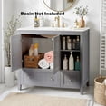 thumbnail image 7 of IVV 35.43 Inch Bathroom Vanity Base Cabinet, Gray Bathroom Storage Cabinet with Double Doors & 2 Drawers, Open Storage & Adjustable Shelf (Basin Not Included), 7 of 7