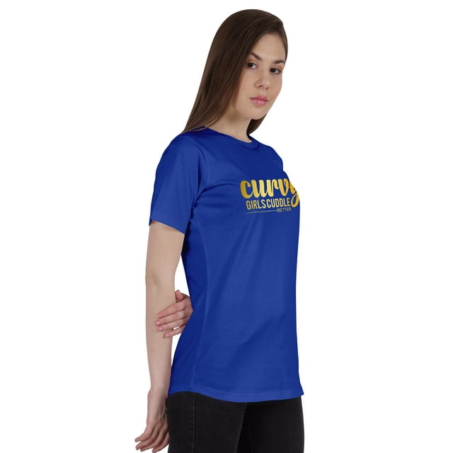 Inkmeso T-Shirt Graphique pour Femmes avec Citation "Curvy Girls Cuddle Better"