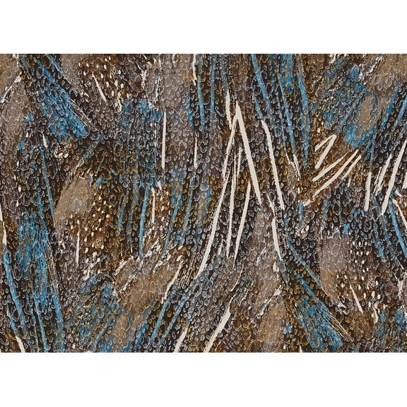 Zelouf Abstract Print W/ 2-Tone Foil  , Sewing, DIY, Crafts Fabric by the Yard, Teal/brown, 3 Yard