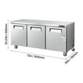 thumbnail image 5 of VEVOR 72" W Commercial Freezer, 17.7 Cu.Ft Worktop Freezers Undercounter with LED Auto Lighting and Lockable Door, 3 Doors Food Freezing Prep Worktable, Stainless Steel Prep Frozen Table with Casters, 5 of 9
