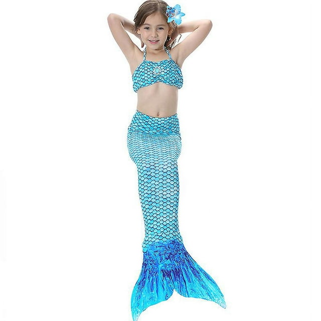 Kids Girls Mermaid Beachwear Bikini Set Fishtail Swimsuit Swimming Costume