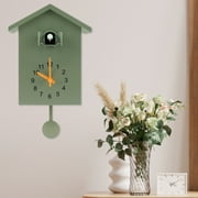 JTWEEN Minimalist Cuckoo Clock,Modern Cuckoo Wall Clock,Birdhouse Cuckoo Clock with Bird Voices Call Wall Art Home Living Room Kitchen Office Decoration (Green)