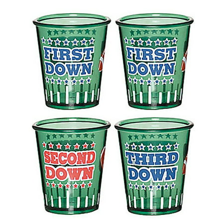 Amscan First Down Football Party Drinking 4pc 1.5 oz Shot Glasses,