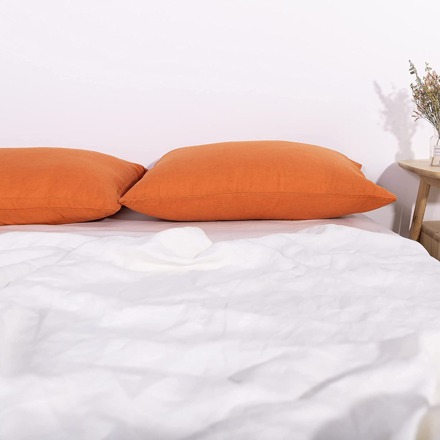 Orange linen pillow cases hotsell
