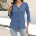 thumbnail image 6 of Women's Fashion Casual Short Cardigans Button-down Shirt Lightweight 3/4 Long Sleeve Solid Color Basic Tops, 6 of 7