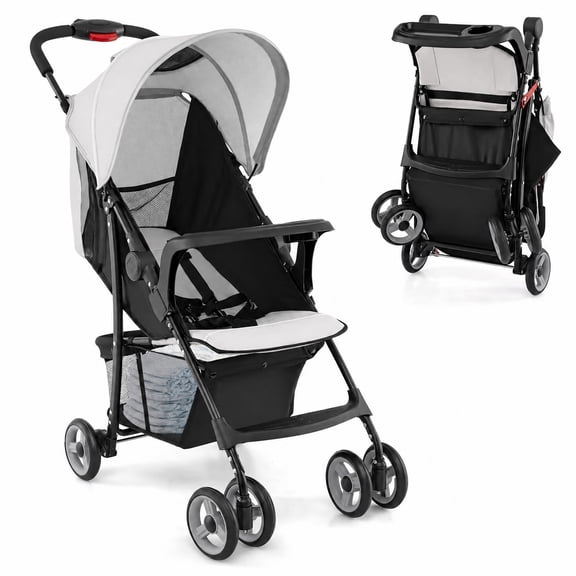 MULTIGOT Foldable Lightweight Baby Stroller Kids Travel Pushchair 5-Point Safety System Gray