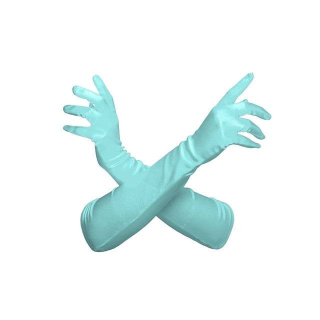 Gravity Threads Gants en Satin pour Femmes 18 Pouces Bleu Ciel