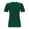 thumbnail image 4 of DuoJiaJ Women's Summer Short Sleeve Casual Shirt Solid Color T Shirt Stylish Lightweight Top Women’s Lace Trim Casual Blouses Green, 4 of 5