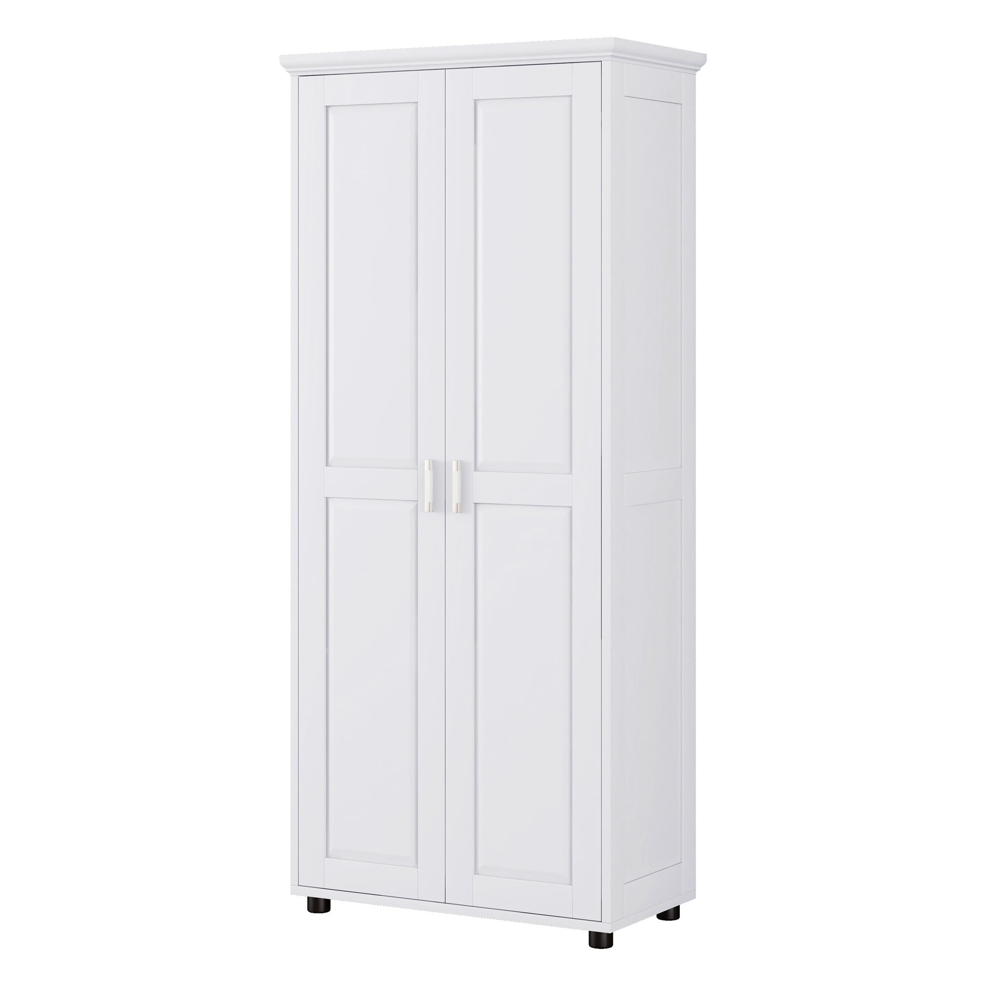 Bellemave Wooden Storage Cabinet with Two Doors and Adjustable Shelves Freestanding Tall Storage Cabinet for Bathroom, Kitchen, Living Room, Floor Cabinet for Home Office, White