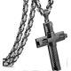 thumbnail image 1 of Cross Necklace for Men Women Stainless Steel Byzantine Chain Necklace Black Cross Pendant Men's Silver Chain, 1 of 5