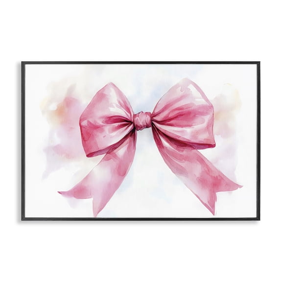 Stupell Industries Glam Watercolor Fade Pink Bow Black Framed Giclee Art, 18 x 12, by Creative Studio
