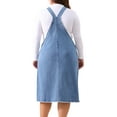 thumbnail image 4 of DARING DIVA Plus Size Pocket Racerback Suspender Overall Dress 1X Light Blue, 4 of 6