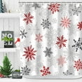 thumbnail image 3 of Snowflake Shower Curtain for Bathroom Christmas Shower Curtains Winter Shower Curtain Holiday Shower Curtain Set with 12 Hooks Xmas Red and Grey Christmas Bathroom Decor, 72" W X 72" H, 3 of 6