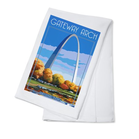 

Gateway Arch National Park Arch and Trees in Fall (100% Cotton Tea Towel Decorative Hand Towel Kitchen and Home)