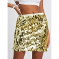 thumbnail image 4 of Michellecmm  Women's Sequin Mini Skirt Glitter Skirt Belly Dance Skirt Clubwear, 4 of 9