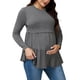 thumbnail image 1 of Camiseta de enfermería para mujeres INSPIRE CHIC con volantes, plisada, de manga larga, túnica de rayón, para lactancia posparto, ropa de embarazo, color gris, 1 of 6