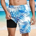 thumbnail image 1 of Ceisia Men's Blue & White Palm Leaf Print Loose Fit Quick Dry Beach Shorts with Inner Lining Multicolor M Gifts, 1 of 7