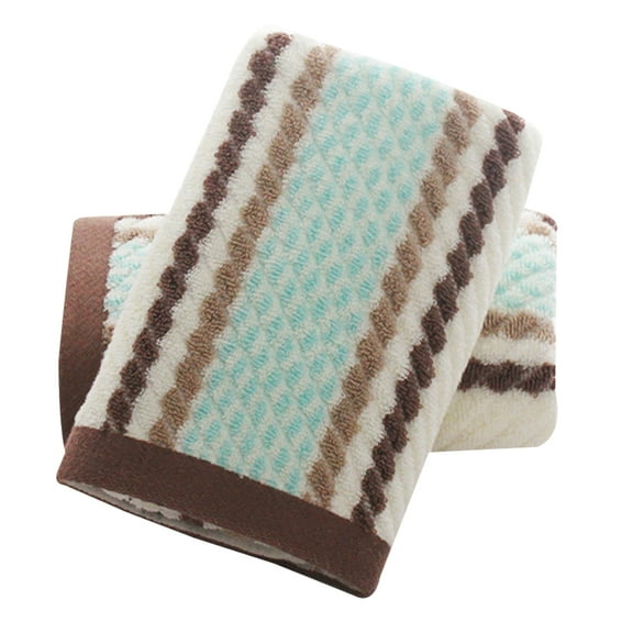 Soft & Absorbent, 34x74cm Brown Stripe Cotton Hand Towels, 2-Pack