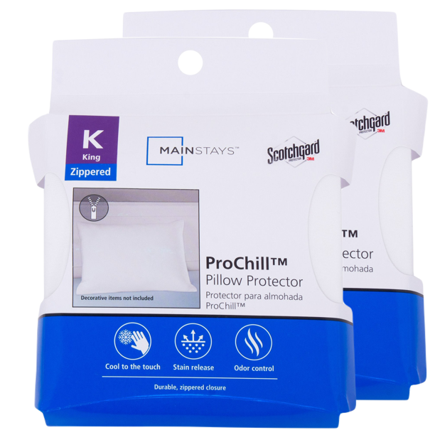 Mainstays ProChill Cooling Zippered Pillow Protector, King, 2 Pack