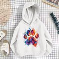thumbnail image 5 of Asgosdo Girls Pullover Hoodie Colorful Paw Print Ribbed Cuffs Long Sleeve Sweatshirt for 1‑10 Years Old, 5 of 6
