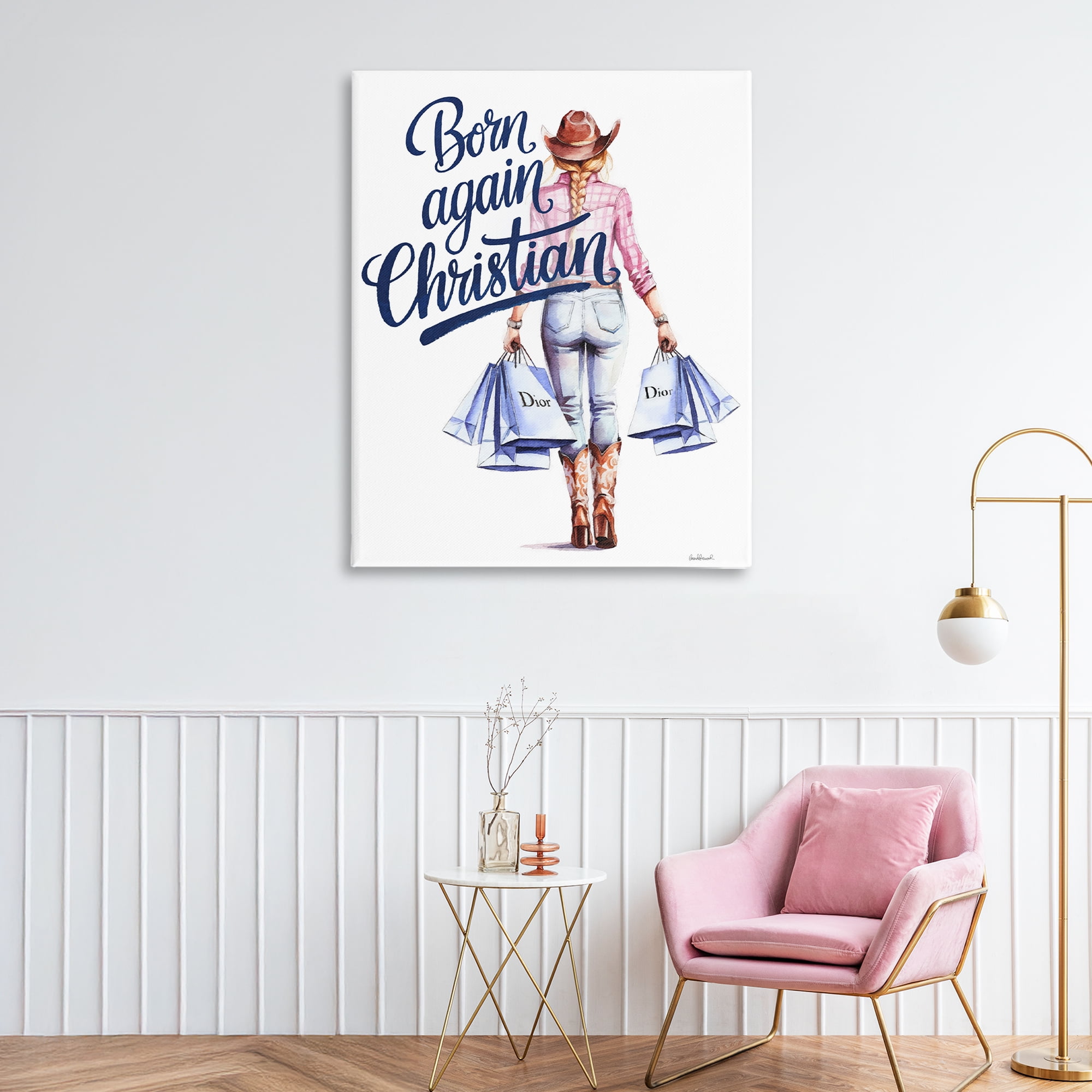 Born Again Christian Cowgirl Canvas Wall Art, design by Amanda Greenwood