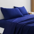 thumbnail image 5 of 3-Piece Ultra Soft Microfiber Bed Sheet Set, Luxury Cozy Machine Washable Fitted Sheet Set with Deep Pocket, Twin Size, Navy Blue, 5 of 5