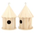 thumbnail image 2 of Casa de pájaros de madera para exteriores, casa de pájaros redonda de madera, jaula de pájaros redonda de madera, jaula de pájaros colgante, salida de alta intensidad, 2 of 12