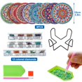 thumbnail image 4 of CNKOO 8Pcs DIY  Coasters Kit with Holder 4 Inch Rhinestone Painting Coasters Reusable  Drawing Cup Mat Colorful Crystal Art Painting Cup Pad Crafts for Kid Adult Beginner, 4 of 10