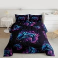thumbnail image 3 of Homewish Teens Futuristic Gamepad Bedding Comforter Set, Game Console Lover Twin Comforter Sets, Cartoon Game Player Reversible Bedding Set, Black Blue Lightweight Room Decor, 2pcs, 3 of 9