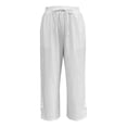 thumbnail image 2 of Bovemsi Casual Pants for Women Women's Fashion Solid Color Cotton Linen Elastic Trousers Beach Line Beach Trousers with Pockets, 2 of 7