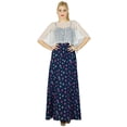 thumbnail image 1 of Bimba Robe Longue Maxi pour Femmes avec Poncho en Filet Robe Cape Vêtements Chic en Rayonne Bleue, 1 of 6