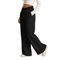 thumbnail image 7 of cocolona Linen Pants Women Summer High-waisted Wide Leg Beach Pants Trendy Casual Baggy Drawstring Trousers with Pockets, 7 of 7