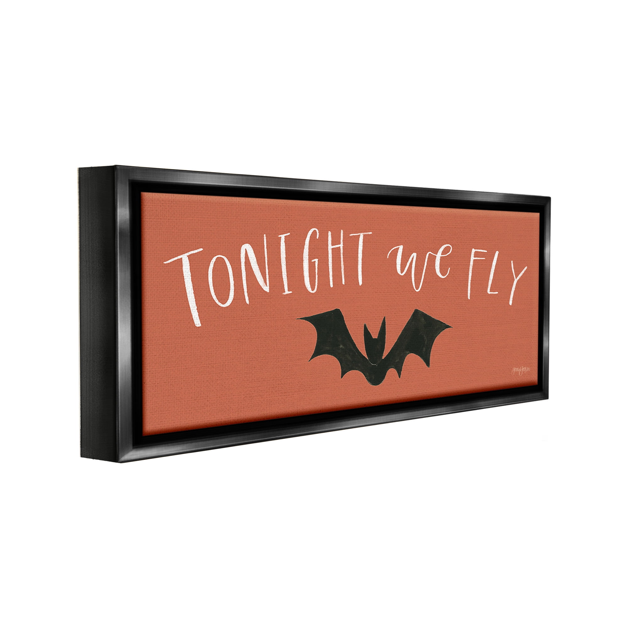 Stupell Industries Tonight We Fly Halloween Holiday Painting Black Floater Framed Canvas Art Print Wall Art, 25 x 11