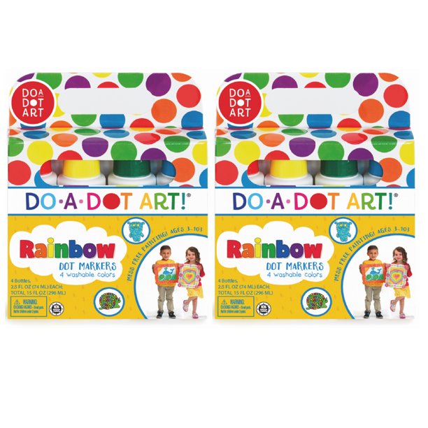 Washable Rainbow Dot Markers, 4 Per Pack, 2 Packs