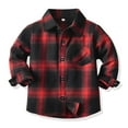 thumbnail image 2 of NOLDARES Toddler Boy Flannel Plaid Shirt Kids Long Sleeve Button Up Jacket Lapel Pocket Top Regular Fit Casual Fall Clothes(Z3-Red,12-18 Months), 2 of 7