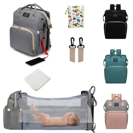 ANWTOTU Diaper Bag with Changing Station,Diaper Bag Backpack,7 in 1 Travel Diaper Bag,Mommy Bag With USB Charging Port (Grey) C27