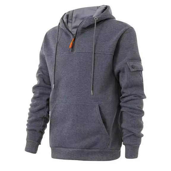 HBFAGFB Quarter Zip Pullover Men Hoodies Fashion Workout Long Sleeve Sweatshirts with Pocket Grey Size XXXL