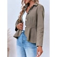 thumbnail image 4 of Elegant Women Blazer Business Work Office Peplum Hem Jacket Open Front Herringbone Coats, 4 of 6