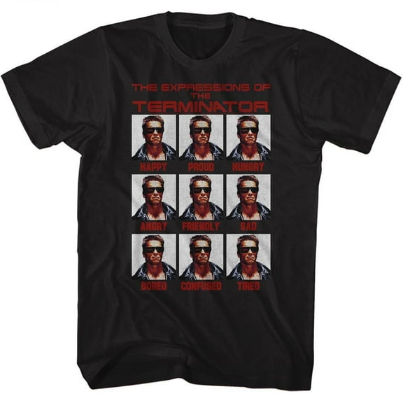 Terminator Expressions Black Adult T-Shirt Xlt